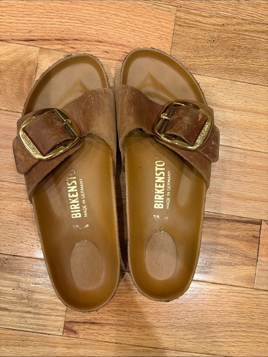 Birkenstock Shoes - Birkenstock Women’s Brown Suede Single-Buckle Slide Sandals
